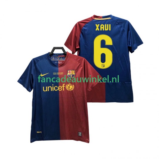 FC Barcelona Wedstrijdshirt met Korting XAVI 6 Champions League 2009 Retro Thuis Heren 2008 Korte Mouw