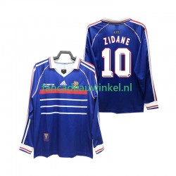 Frankrijk Wedstrijdshirt met Korting ZIDANE 10 Retro Thuis Heren 1998 Lange Mouw