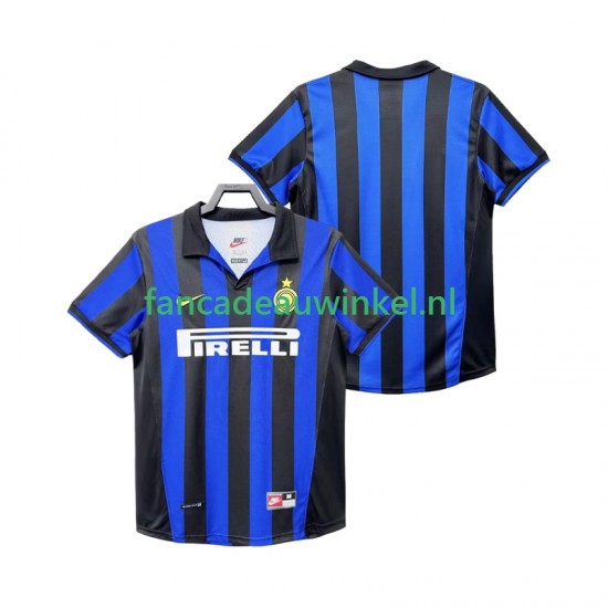 Inter Milan Wedstrijdshirt met Korting Retro Thuis Heren 1998 1999 Korte Mouw