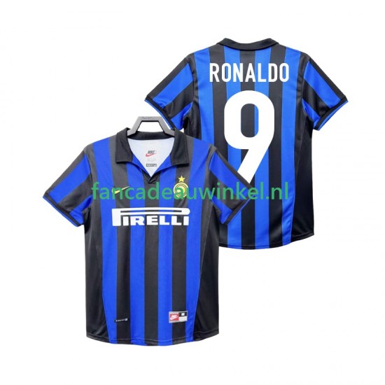 Inter Milan Wedstrijdshirt met Korting Roanldo 9 Retro Thuis Heren 1998 1999 Korte Mouw