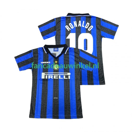 Inter Milan Wedstrijdshirt met Korting Ronaldo 10 1997 Retro Thuis Heren 1998 Korte Mouw