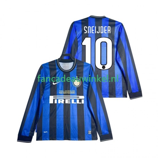 Inter Milan Wedstrijdshirt met Korting SNEIJDER 10 2009 Retro Thuis Heren 2010 Lange Mouw
