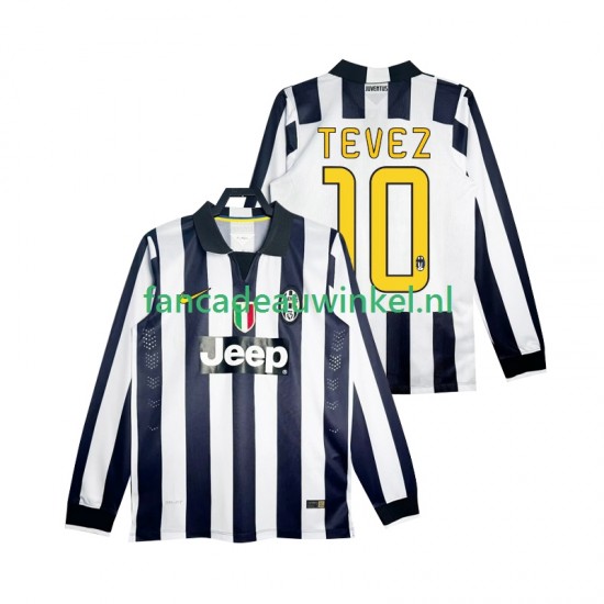 Juventus Wedstrijdshirt met Korting TEVEZ 10 2014 2015 Retro Thuis Heren Lange Mouw