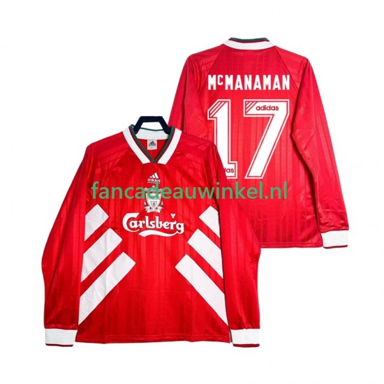 Liverpool Wedstrijdshirt met Korting MCMANAMAN 17 1993 1995 Retro Thuis Heren Lange Mouw