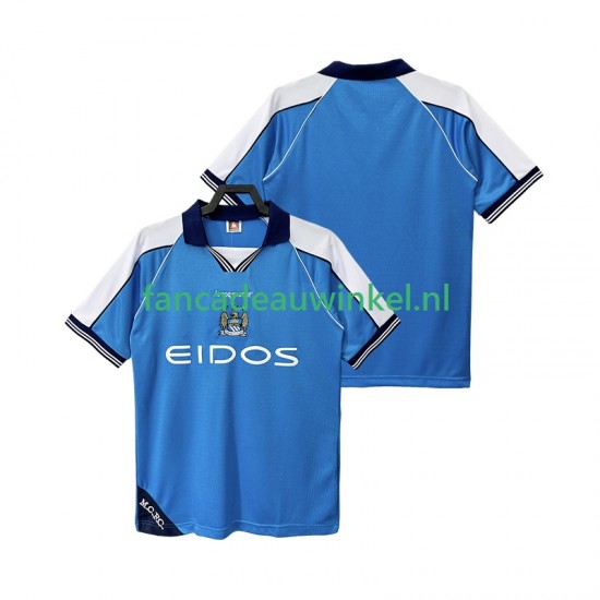 Manchester City Wedstrijdshirt met Korting 2001 Retro Thuis Heren 1999 Korte Mouw