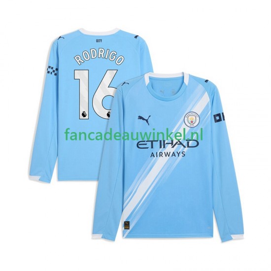 Manchester City Wedstrijdshirt met Korting Rodrigo Hernandez 16 Thuis Heren 2025-26 Lange Mouw