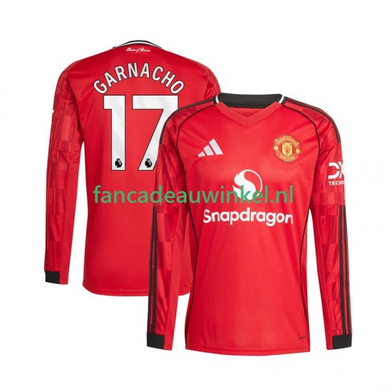 Manchester United Wedstrijdshirt met Korting Alejandro Garnacho 17 Thuis Heren 2025-26 Lange Mouw