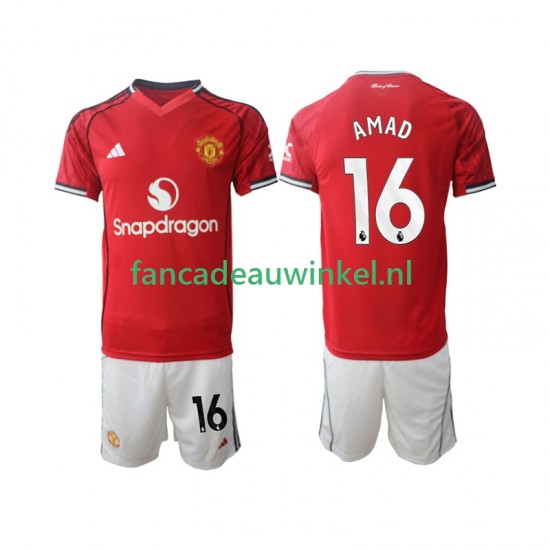 Manchester United Wedstrijdshirt met Korting Amad Diallo 16 Thuis Kind 2025-26 Korte Mouw