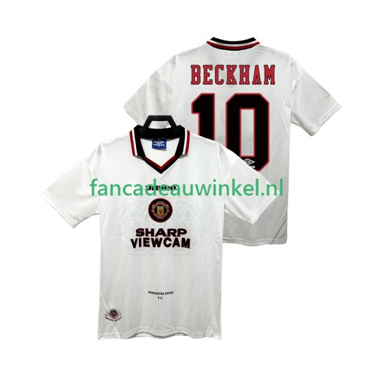 Manchester United Wedstrijdshirt met Korting BECKEHAM 10 1996 1997 Retro Uit Heren Korte Mouw