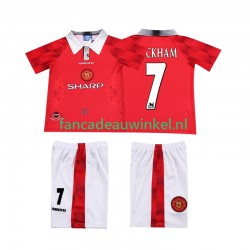 Manchester United Wedstrijdshirt met Korting BECKHAM 7 1996 1997 Retro Thuis Kind Korte Mouw