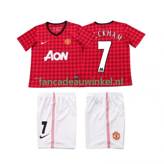 Manchester United Wedstrijdshirt met Korting BECKHAM 7 2012 2013 Retro Thuis Kind Korte Mouw