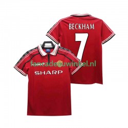 Manchester United Wedstrijdshirt met Korting BECKHAM 7 Retro Thuis Heren 1998 1999 Korte Mouw