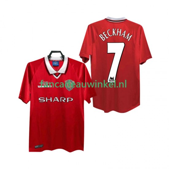 Manchester United Wedstrijdshirt met Korting BECKHAM 7 2000 Retro Thuis Heren 1999 Korte Mouw