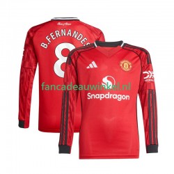Manchester United Wedstrijdshirt met Korting Bruno Fernandes 8 Thuis Heren 2025-26 Lange Mouw