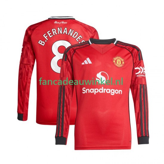 Manchester United Wedstrijdshirt met Korting Bruno Fernandes 8 Thuis Heren 2025-26 Lange Mouw