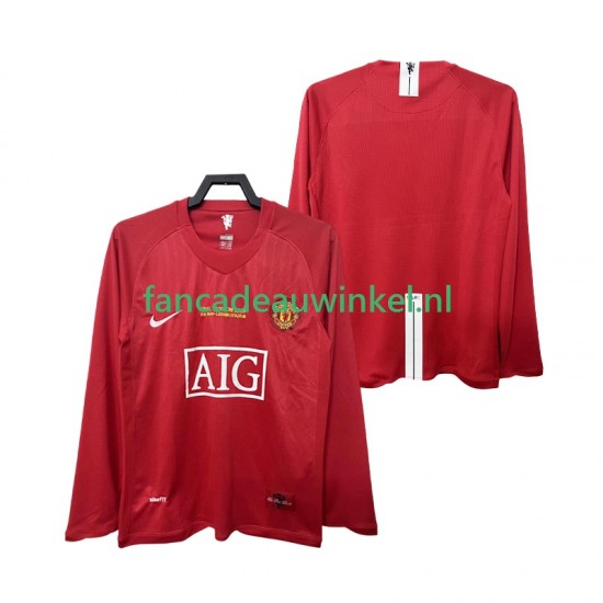 Manchester United Wedstrijdshirt met Korting Champions League 2007 Retro Thuis Heren 2008 Lange Mouw