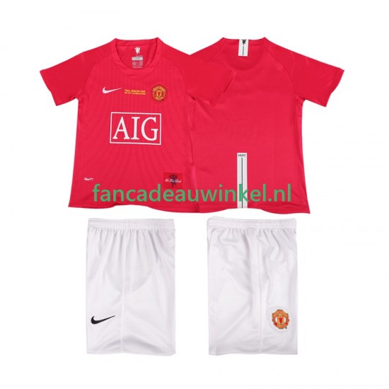 Manchester United Wedstrijdshirt met Korting Champions League 2007 Retro Thuis Kind 2008 Korte Mouw