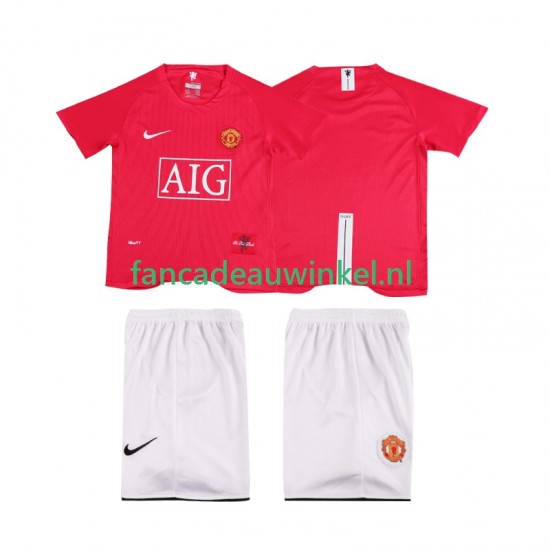 Manchester United Wedstrijdshirt met Korting Premier League 2007 Retro Thuis Kind 2008 Korte Mouw