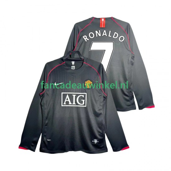 Manchester United Wedstrijdshirt met Korting Critstiano Ronaldo 7 2007 Retro Uit Heren 2008 Lange Mouw