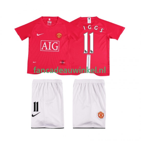Manchester United Wedstrijdshirt met Korting GIGGS 11 Premier League 2007 Retro Thuis Kind 2008 Korte Mouw
