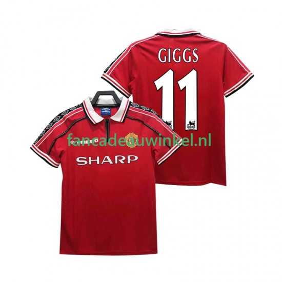 Manchester United Wedstrijdshirt met Korting GIGGS 11 Retro Thuis Heren 1998 1999 Korte Mouw
