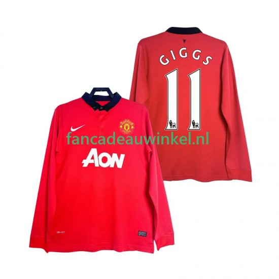 Manchester United Wedstrijdshirt met Korting GIGGS 11 2013 2014 Retro Thuis Heren Lange Mouw