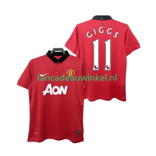 Manchester United Wedstrijdshirt met Korting GIGGS 11 2013 2014 Retro Thuis Heren Korte Mouw