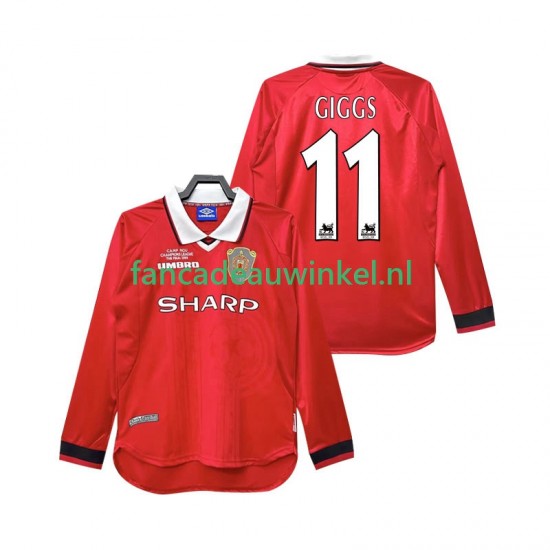 Manchester United Wedstrijdshirt met Korting Giggs 11 2000 Retro Thuis Heren 1999 Lange Mouw