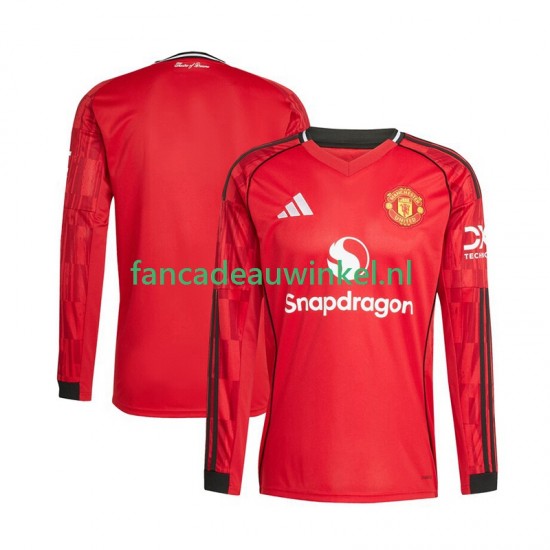 Manchester United Wedstrijdshirt met Korting Thuis Heren 2025-26 Lange Mouw