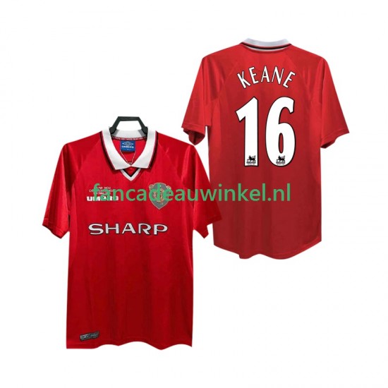 Manchester United Wedstrijdshirt met Korting Keane 16 2000 Retro Thuis Heren 1999 Korte Mouw