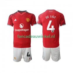 Manchester United Wedstrijdshirt met Korting Matthijs de Ligt 4 Thuis Kind 2025-26 Korte Mouw