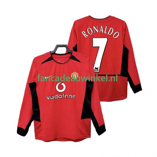 Manchester United Wedstrijdshirt met Korting RONALDO 7 Retro Thuis Heren 2004 2002 Lange Mouw