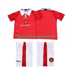 Manchester United Wedstrijdshirt met Korting 1996 1997 Retro Thuis Kind Korte Mouw