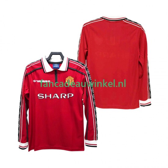 Manchester United Wedstrijdshirt met Korting Retro Thuis Heren 1998 1999 Lange Mouw
