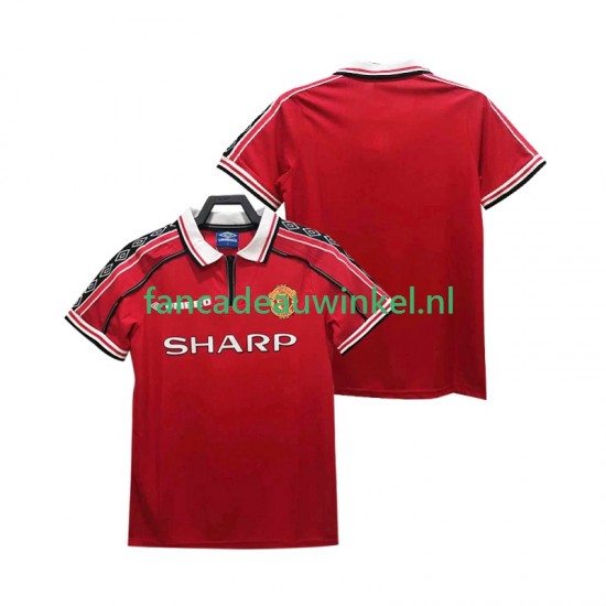 Manchester United Wedstrijdshirt met Korting Retro Thuis Heren 1998 1999 Korte Mouw