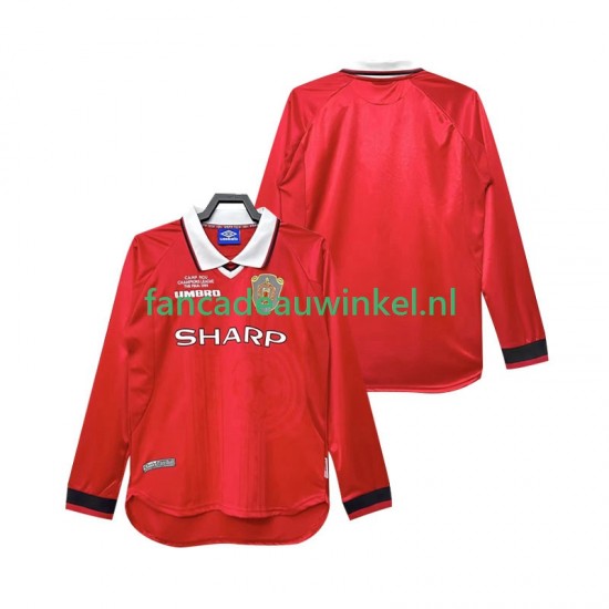Manchester United Wedstrijdshirt met Korting 2000 Retro Thuis Heren 1999 Lange Mouw