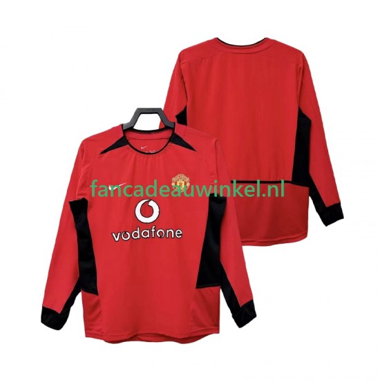 Manchester United Wedstrijdshirt met Korting Retro Thuis Heren 2004 2002 Lange Mouw