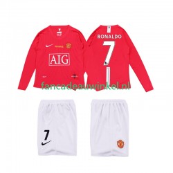 Manchester United Wedstrijdshirt met Korting Ronaldo 7 Premier League 2009 Retro Thuis Kind 2008 Lange Mouw