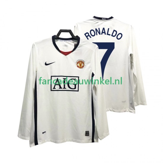 Manchester United Wedstrijdshirt met Korting Ronaldo 7 Premier League 2009 Retro Uit Heren 2008 Lange Mouw