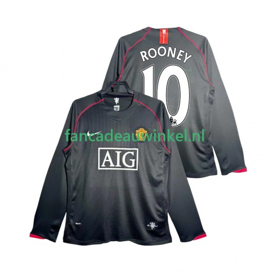 Manchester United Wedstrijdshirt met Korting Rooney 10 2007 Retro Uit Heren 2008 Lange Mouw