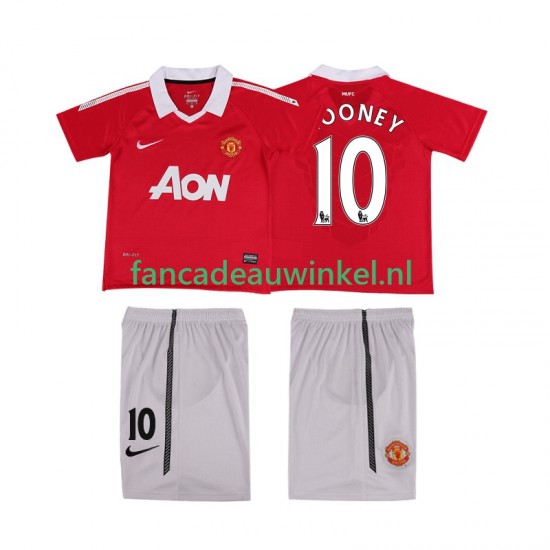 Manchester United Wedstrijdshirt met Korting Rooney 10 Retro Thuis Kind 2011 2010 Korte Mouw