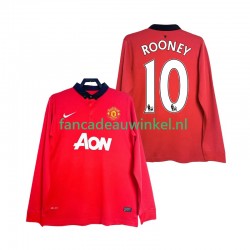 Manchester United Wedstrijdshirt met Korting Rooney 10 2013 2014 Retro Thuis Heren Lange Mouw