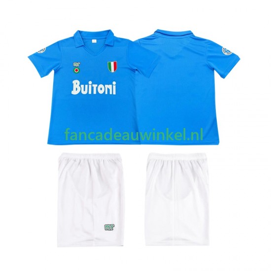 Napoli Wedstrijdshirt met Korting 1987 1988 Retro Thuis Kind Korte Mouw