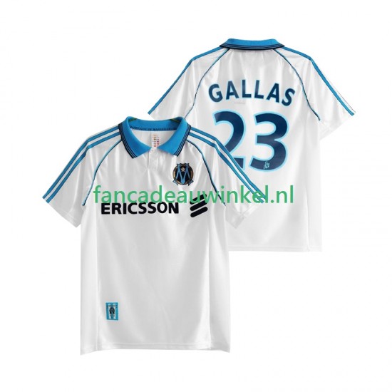 Olympique Marseille Wedstrijdshirt met Korting Gallas 23 Retro Thuis Heren 1998 1999 Korte Mouw