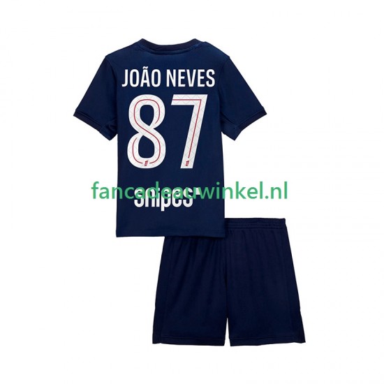 Paris Saint-Germain Wedstrijdshirt met Korting Joao Neves 87 Thuis Kind 2025-26 Korte Mouw