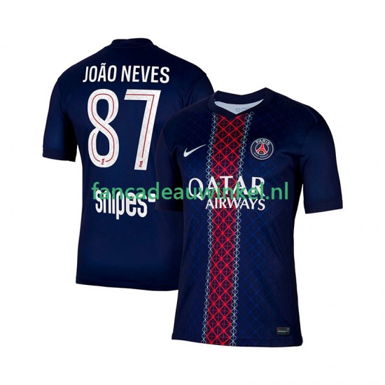 Paris Saint-Germain Wedstrijdshirt met Korting Joao Neves 87 Thuis Heren 2025-26 Korte Mouw
