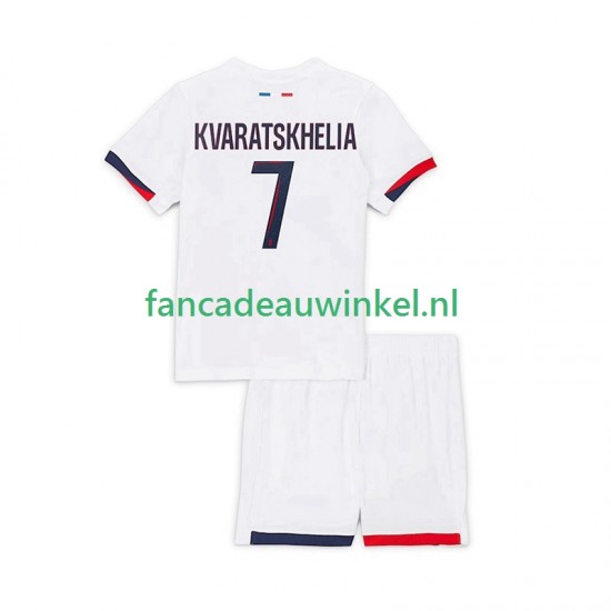Paris Saint-Germain Wedstrijdshirt met Korting Khvicha Kvaratskhelia 7 Uit Kind 2025-26 Korte Mouw