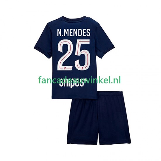 Paris Saint-Germain Wedstrijdshirt met Korting Nuno Mendes 25 Thuis Kind 2025-26 Korte Mouw