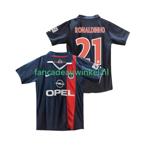 Paris Saint-Germain Wedstrijdshirt met Korting RONALDINHO 21 2001 Retro Thuis Heren 2002 Korte Mouw