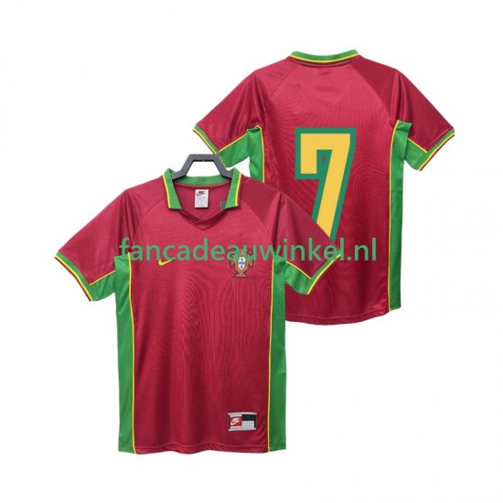Portugal Wedstrijdshirt met Korting 7 Retro Thuis Heren 1998 Korte Mouw